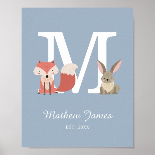 Poster de la pépinière Monogramme initial pour béb (Devant)