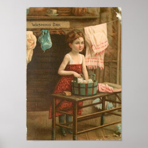 Poster de la petite fille de lavage