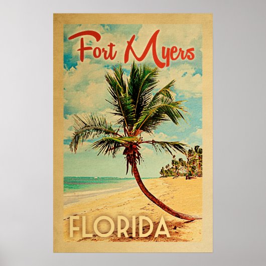 Poster de la plage de Fort Myers Florida Palm Tree (Devant)