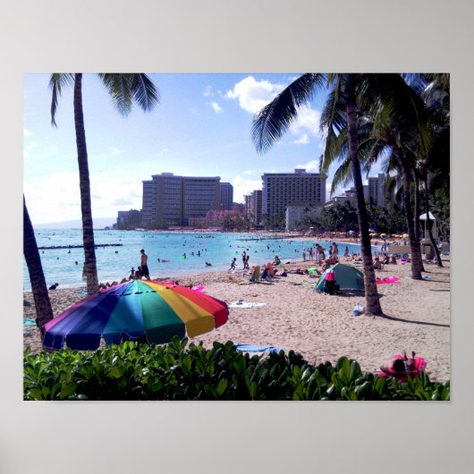 Poster de la plage de Waikiki (Devant)