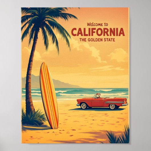 Poster de la plage Retro California (Devant)