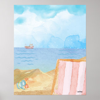 Poster de la plage Watercolor