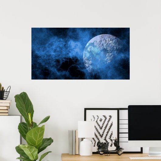 Poster de la planète Lune de l'espace sombre (Bureau à domicile)