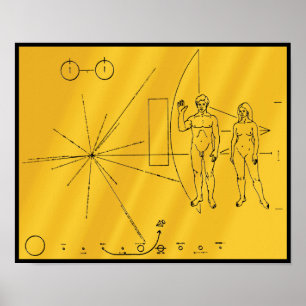Poster de la plaque d'or de la sonde spatiale Pion