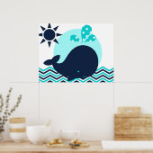 Poster de la pouponnière Blue and Navy Whale (Cuisine)