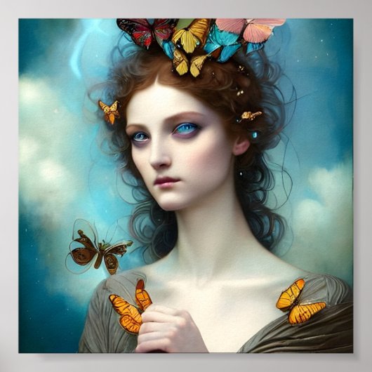Poster de la princesse papillon colorée Abstraite (Devant)