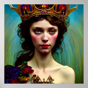 Poster de la princesse solitaire couronnée couleur