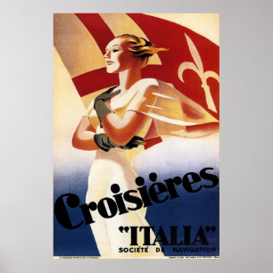 Poster de la publicité de croisières Art Déco vint