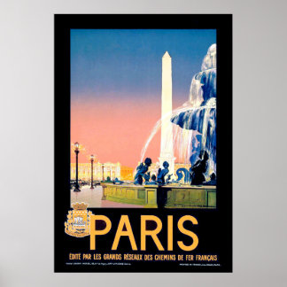 Poster de la publicité de voyage vintage Paris