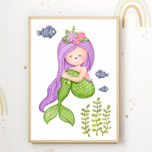 Poster de la puériculture Mermaid Ocean Kids Décor