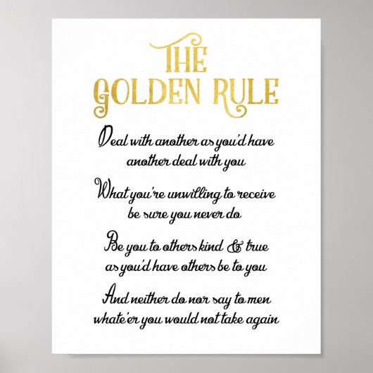 Poster de la règle d'or - Do To Other Proverbe (Devant)