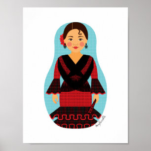Poster de la robe rouge espagnole Matryoshka