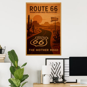 Poster de la Route 66 - Retro Pittoresque Drive Ar