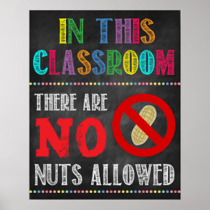 Poster de la salle de classe d'allergie aux noix