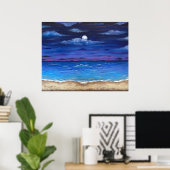 Poster de la scène de Pleine lune Beach "Ocean Moo (Bureau à domicile)