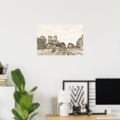 Poster de la Seine à Paris (Bureau à domicile)
