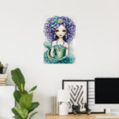 Poster de la sirène verte de la fille courbée (Bureau à domicile)