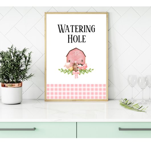 Poster de la station de boisson Pink Barnyard Birt