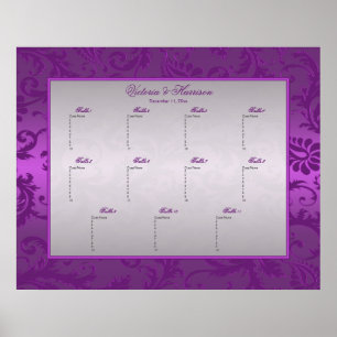 Poster de la table Damask II en argent et pourpre