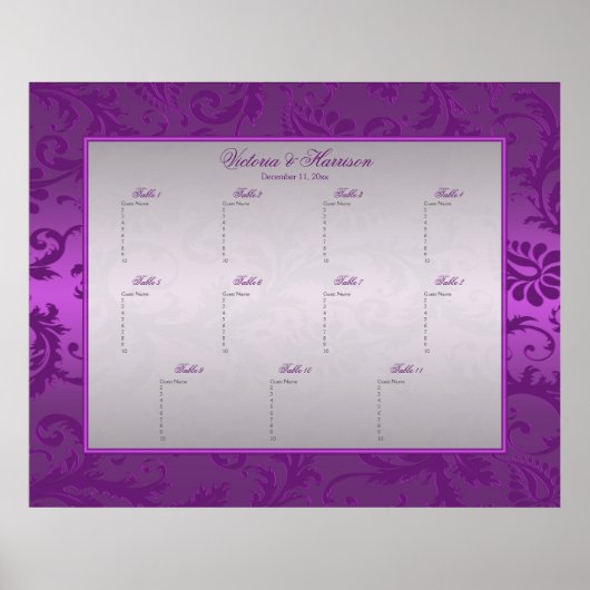 Poster de la table Damask II en argent et pourpre (Devant)