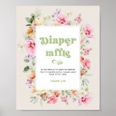 Poster de la tombola de baby shower fleur sauvage (Devant)