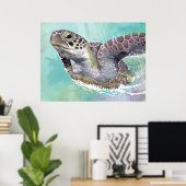 Poster de la tortue verte (Bureau à domicile)