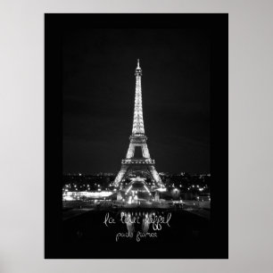 Poster de la Tour Eiffel au B&W de nuit