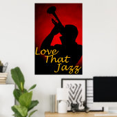 Poster de la trompette "Aimez ce jazz" (Bureau à domicile)