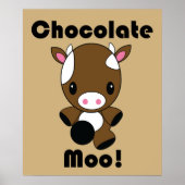 Poster de la vache Moo Kawaii au chocolat (Devant)