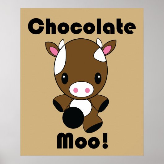 Poster de la vache Moo Kawaii au chocolat (Devant)