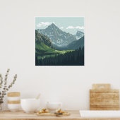 Poster de la Vallée des Alpes - Tranquille Vue Mon (Cuisine)