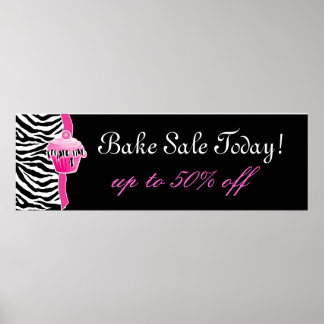 Poster de la vente de gâteau Cute Zebra Cupcake ro