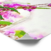 Poster de la vigne à fleurs pourpre d'aquarelle (8 (Coin)