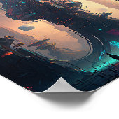 Poster de la ville futuriste de science-fiction (Coin)