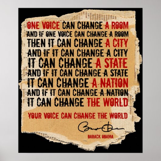 POSTER DE LA VOIX DU PRÉSIDENT OBAMA ONE (Devant)