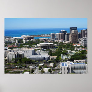 Poster de la vue de la ville de Honolulu Centre-vi