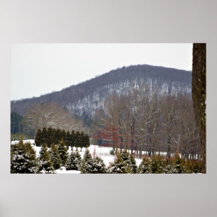 Poster de la vue de montagne d'hiver