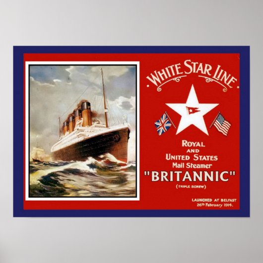 Poster de la White Star Line Britannic Ship (Devant)