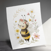 Poster de l'abeille mignonne et des fleurs
