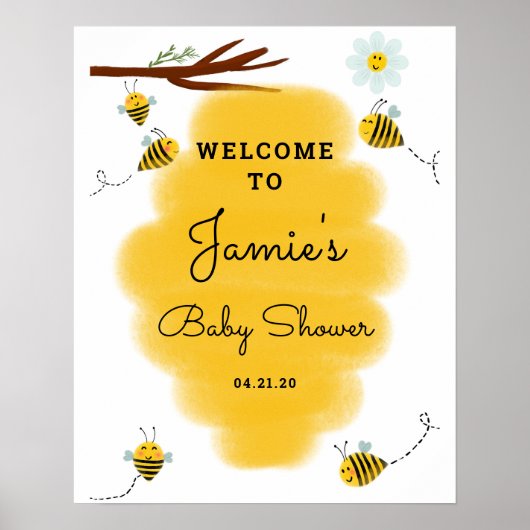 Poster de l'Affiche de bienvenue Baby shower Bumbl (Devant)