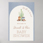 Poster de l'Affiche de bienvenue Baby shower Cowbo (Devant)
