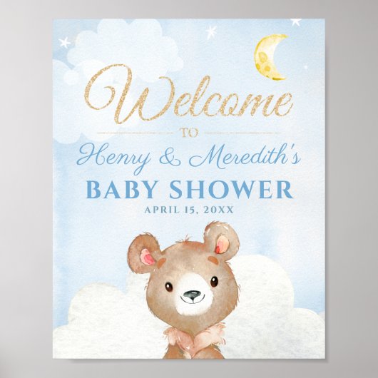 Poster de l'Affiche de bienvenue Baby shower du ga (Devant)