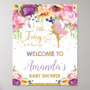 Poster de l'Affiche de bienvenue Baby shower fée f