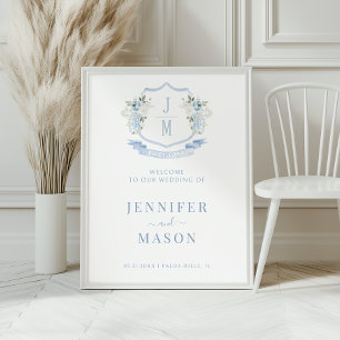Poster de l'Affiche de bienvenue Mariage Blue Flor