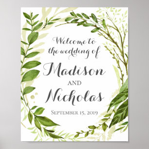 Poster de l'Affiche de bienvenue Mariage verte, Ve