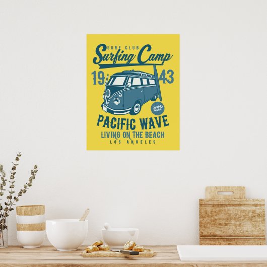 Poster de l'affiche du camp de surf Pacific (Cuisine)