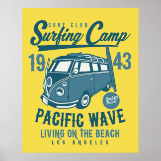 Poster de l'affiche du camp de surf Pacific