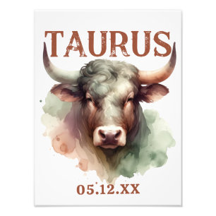 Poster de l'affiche Taurus Watercolor Bull Zodiac