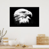 Poster de l'aigle à tête blanche BW American Impri (Cuisine)