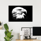 Poster de l'aigle à tête blanche BW American Impri (Bureau à domicile)